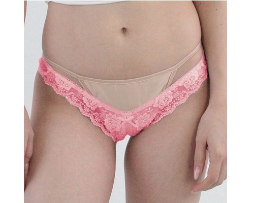 Ultra-Thin See-Through Lacy Open-Crotch Thong Pink